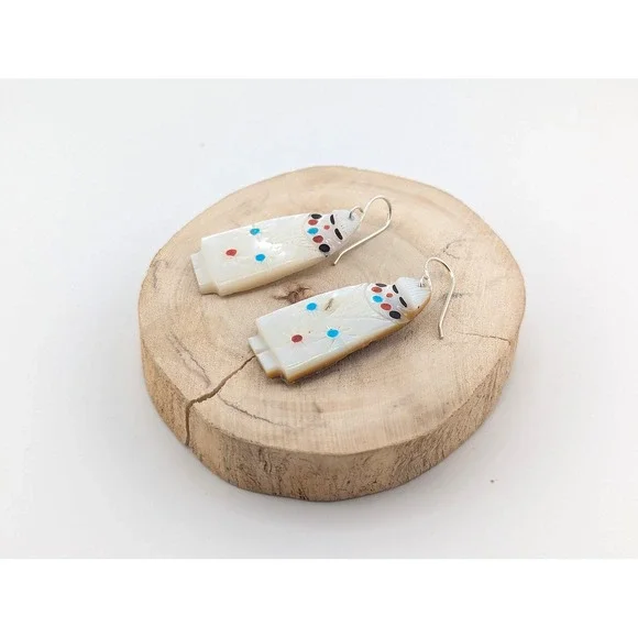 Native American Earrings Zuni Kachina Corn Maiden Southwest Jewelry‎ ***
